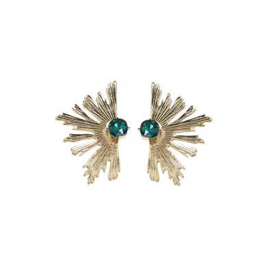 Sohi Nectar Stone Drop Earrings In Green