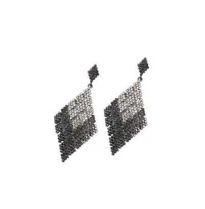 Sohi Ombre Rhombus Drop Earrings In Silver