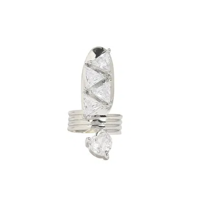 Sohi Opulent Nail Ring In Silver
