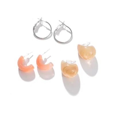 Sohi Orange Contemporary Studs Earrings In Multi