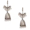 Sohi Oxidised Crescent Drop Earrings In Silver