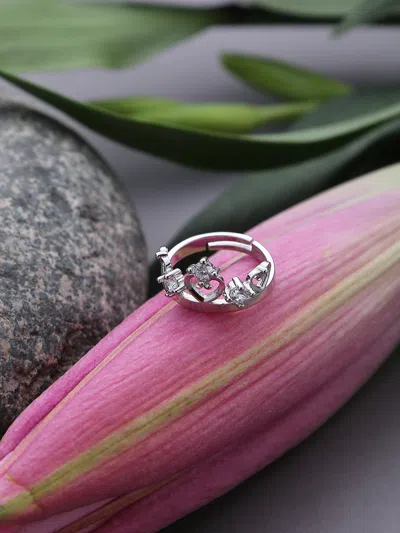 Sohi Oxidised Designer Ring In Metallic