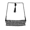 Sohi Oxidised Statement Choker Necklace In Blue