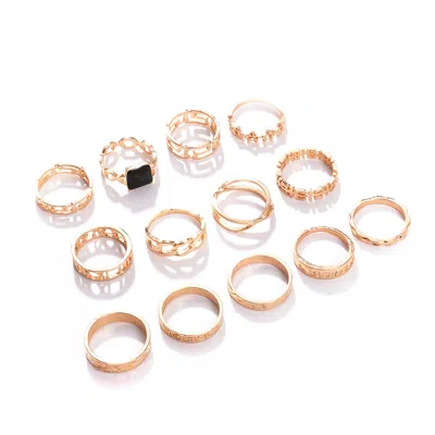 Sohi Pack Of 13 Gold Plated Designer Stone Ring