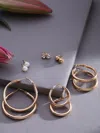 Sohi Pack Of 3 Designer Hoop Earrings In Silver