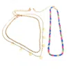 Sohi Pack Of 3 Gold Plated Beaded Necklace In Multi