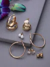 Sohi Pack Of 3 Gold Plated Designer Earrings In Silver