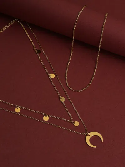 Sohi Pack Of 3 Gold Plated Designer Pendant In Silver