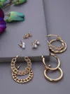 Sohi Pack Of 3 Gold Plated Trendy Earrings In Silver