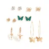 Sohi Pack Of 6 Butterfly Shaped Earrings In Gold