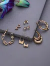 Sohi Pack Of 6 Gold Plated Designer Earrings In Silver