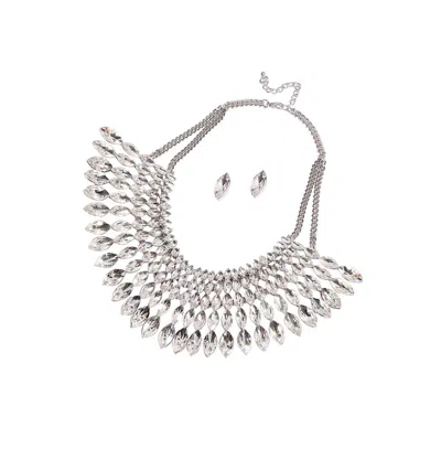 Sohi Party Statement Necklace & Stud Earrings In Silver