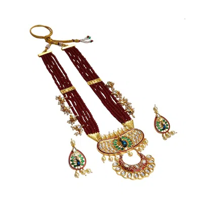 Sohi Party Stone Jewellery Set In Red