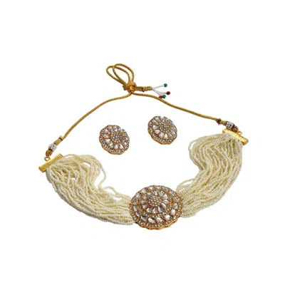 Sohi Party Stone Jewellery Set In White