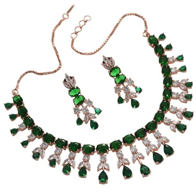 Sohi Party Stone Jewellery Set In Green