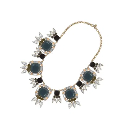Sohi Party Stone Statement Necklace In Black