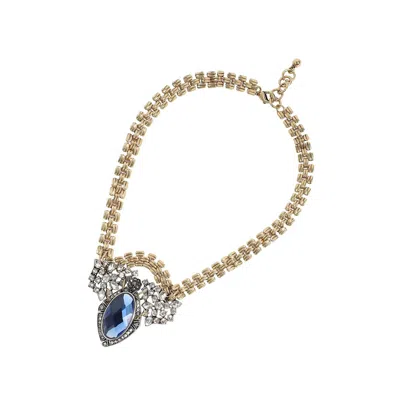 Sohi Party Stone Statement Necklace In Blue