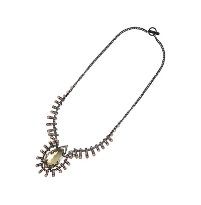 Sohi Party Stone Statement Necklace In Brown