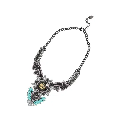 Sohi Party Stone Statement Necklace In Silver