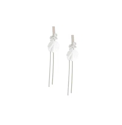 Sohi Petal Chain Drop Earrings In White