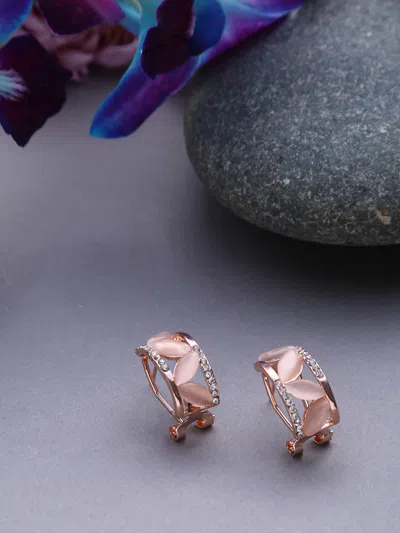 Sohi Petal Shaped Designer Studs In Pink