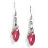Sohi Pink Silver-toned Studded Leaf Shaped Drop Earrings In Pink