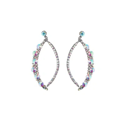 Sohi Rhinestone Crescent Drop Earrings In Silver