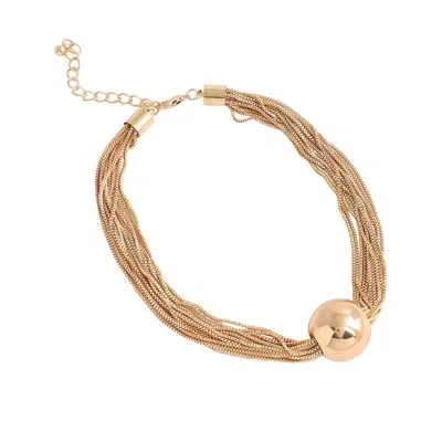 Sohi Rhinestones Ballchain Necklace In Gold