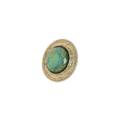 Sohi Riverie Opulence Statement Ring In Green