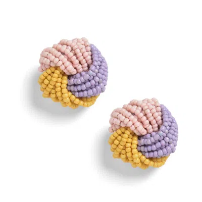 Sohi Rose Gold-plated Stone Studded Designer Circular Studs Earrings In Multi