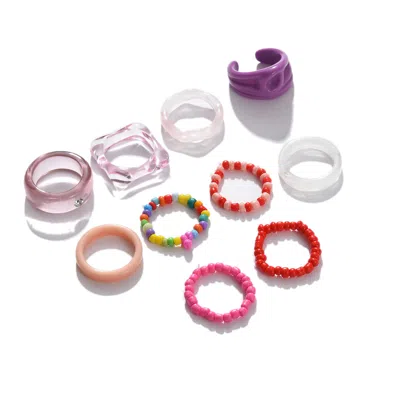Sohi Set Of 10 Trendy Designer Finger Rings In Multi