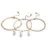 Sohi Set Of 3 Gold-plated White Pearl Studded Anklet In Multi
