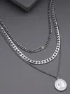 Sohi Set Of 3 Silver-plated Layered Chain In Silver