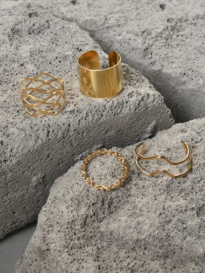 Sohi Set Of 4 Gold-plated Finger Rings