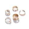 Sohi Set Of 5 Gold-plated Finger Ring In Gold