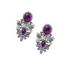 Sohi Shimmering Rhinestone Statement Dangling Drop Earrings In Purple