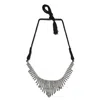 Sohi Silver Color Silver Oxidised Triangular Necklace For Women's In Silver