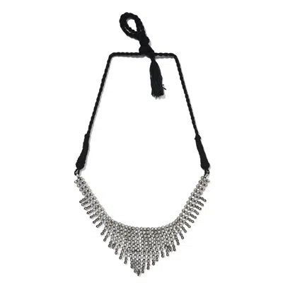 Sohi Silver Color Silver Oxidised Triangular Necklace For Women's