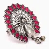 Sohi Silver Lookalike Stone Peacock Ring In Multi