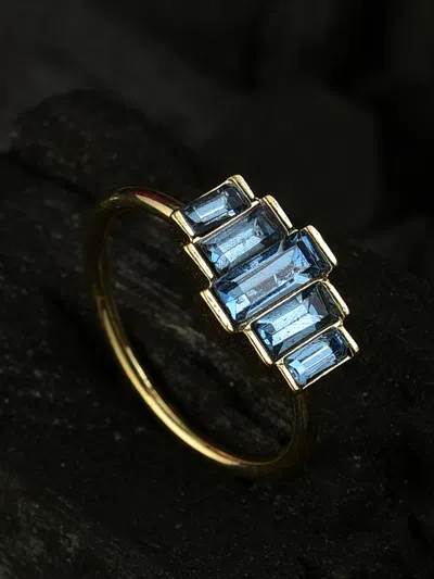 Sohi Silver Plated Stone Designer Ring In Blue