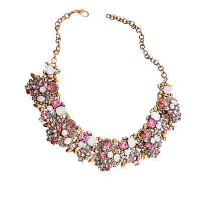 Sohi Silver-plated Stone Necklace In Pink