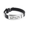 Sohi Stainless Steel Interlock Designer Bracelet In Black