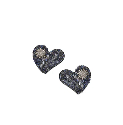 Sohi Star Heart Stud Earrings In Blue