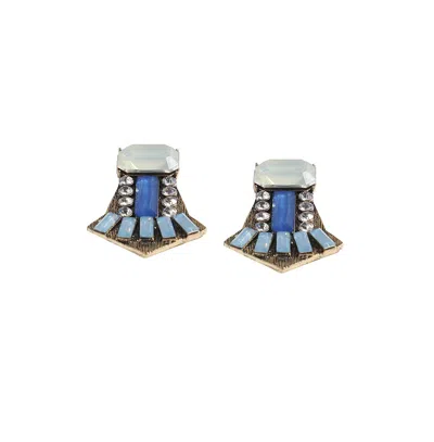 Sohi Stone Drop Earrings In Blue