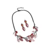 Sohi Stone Leaf Jewellery Set In Red
