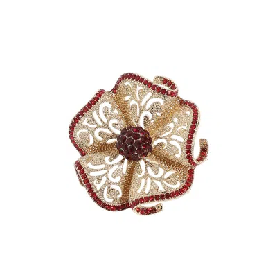 Sohi Stone Setting Flower Ring In Blue