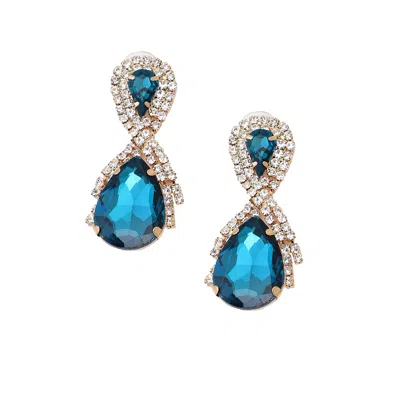 Sohi Teardrop Stone Drop Earrings In Metallic