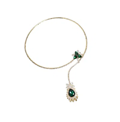 Sohi Teardrop Stone Lariat Necklace In Gold