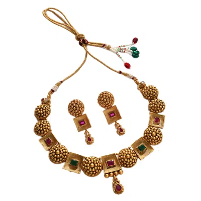 Sohi Temple Jewellery Set In Gold