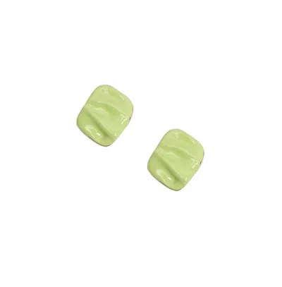 Sohi Textured Enamel Stud Earrings In Green
